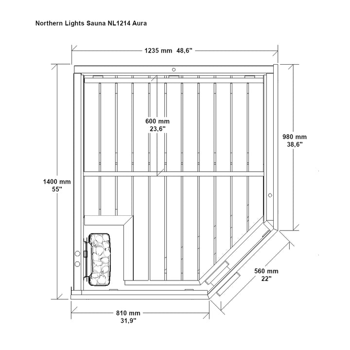 NL1214 Aura sauna (48x55")