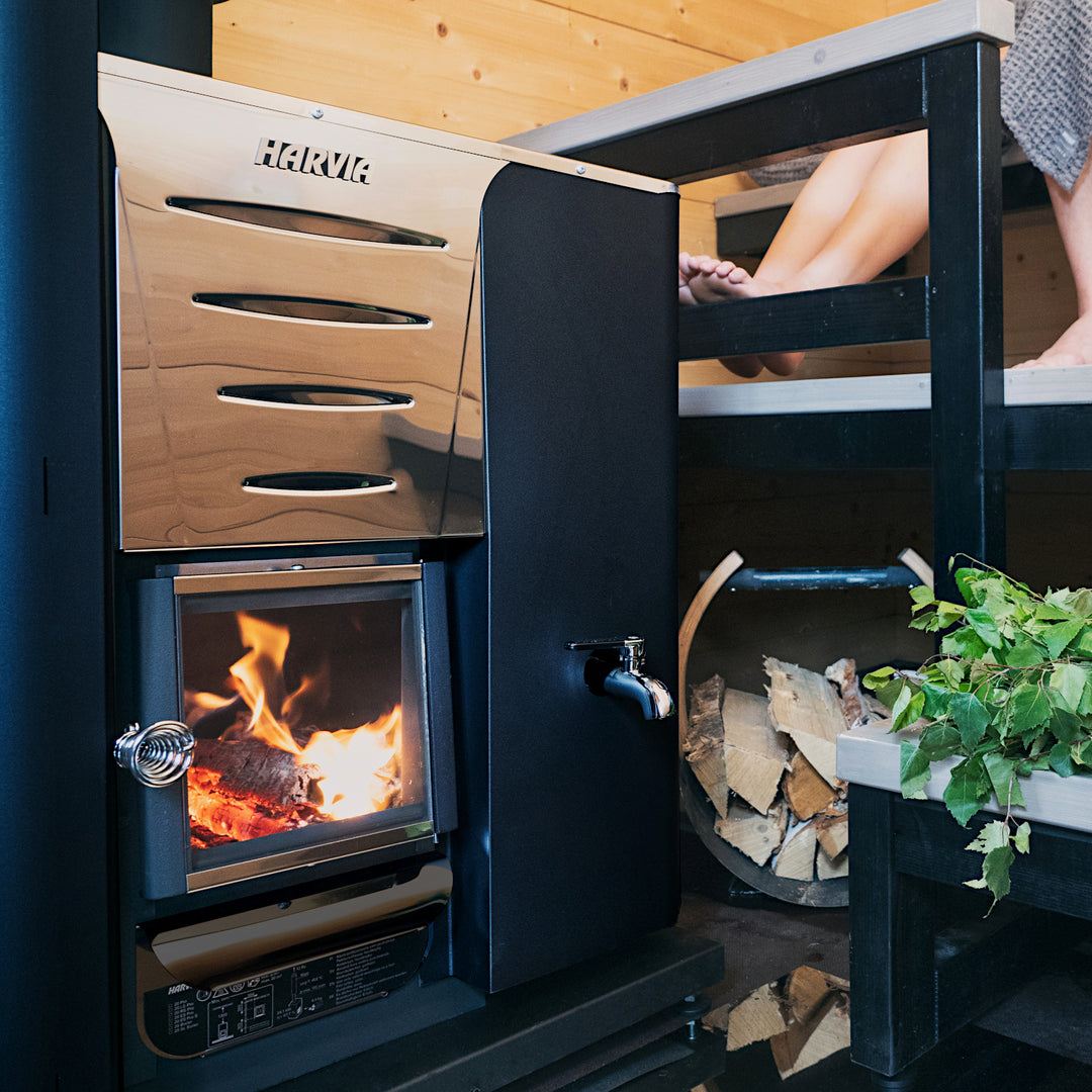 Harvia Pro 20 wood burning sauna heater with integrated watertank