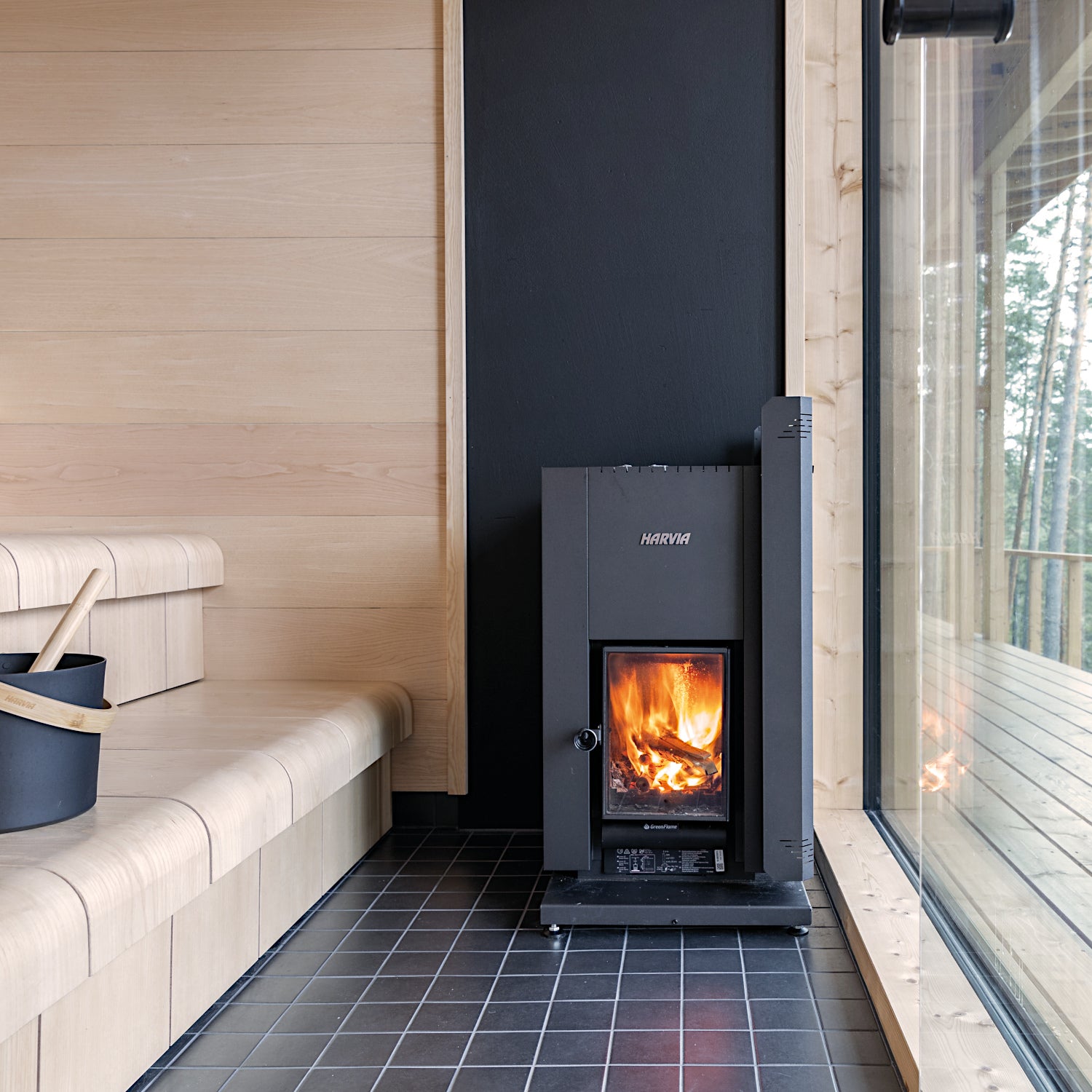 Harvia Linear 22 GreenFlame wood burning sauna heater – Saunastore.com