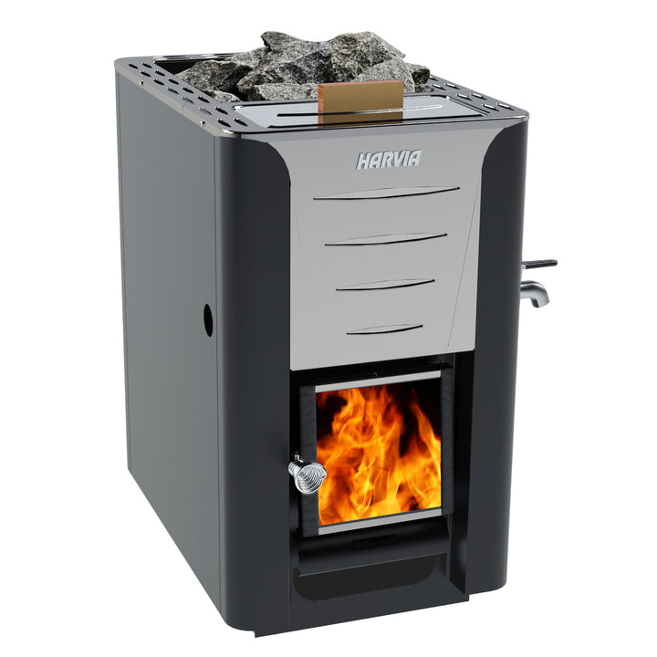 Harvia Pro 20 wood burning sauna heater with integrated watertank