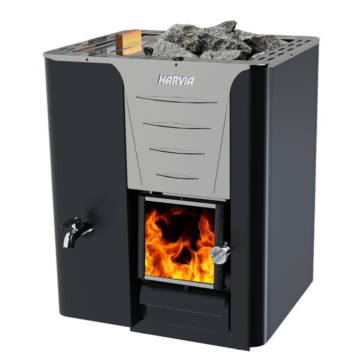 Harvia Pro 20 wood burning sauna heater with integrated watertank