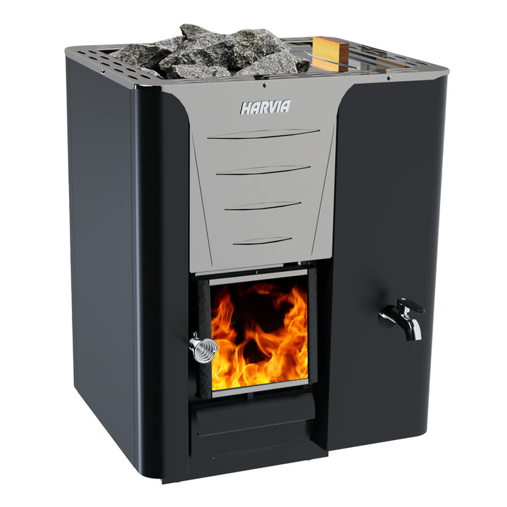 Harvia Pro 20 wood burning sauna heater with integrated watertank