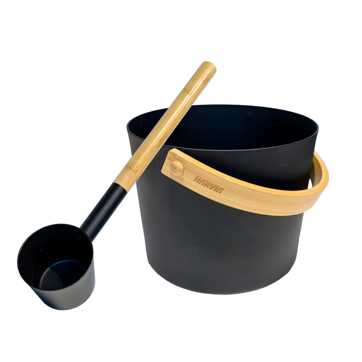 Harvia pail and ladle set "Steel Black"