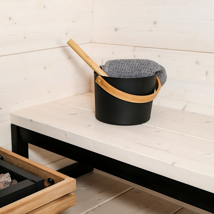 Harvia pail and ladle set "Steel Black"
