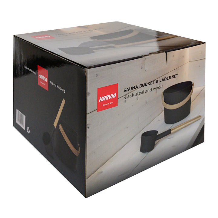 Harvia pail and ladle set "Steel Black"