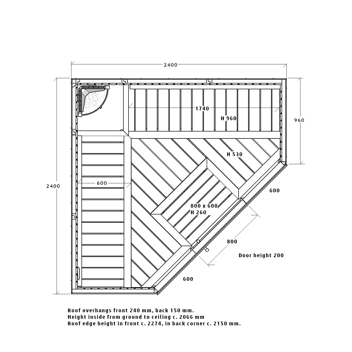 Outdoor sauna NL2424 Deco triangle – Saunastore.com