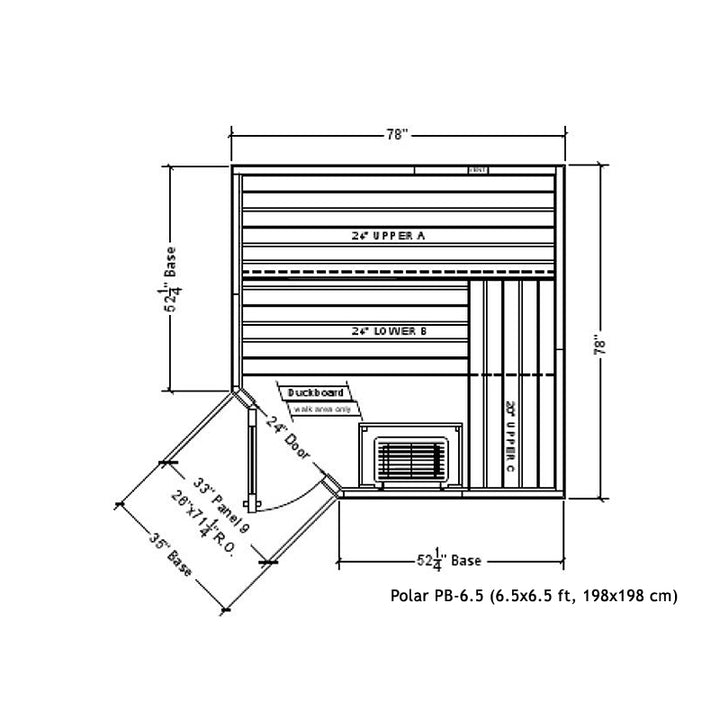 Polar sauna PB 6_5x6_5 Corner (78x78")