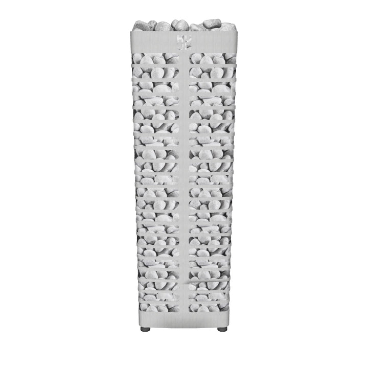 Huum Steel mini is a very slim but tall sauna heater with stone capacity of 132 lbs/60kg