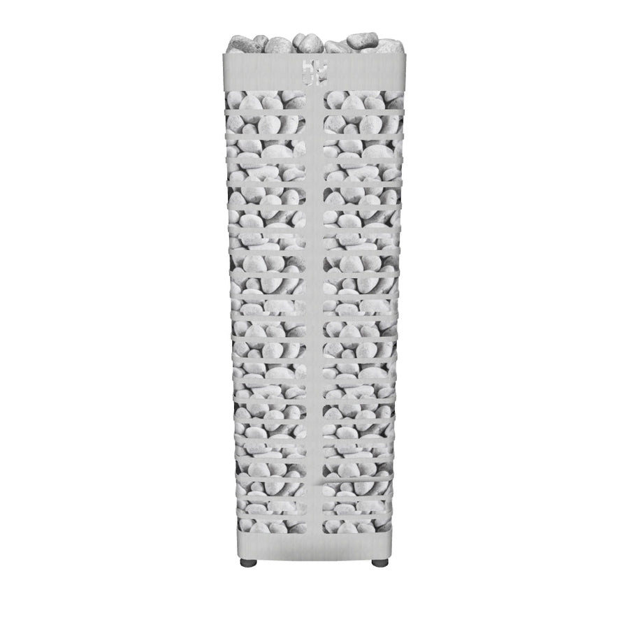 Huum Steel mini is a very slim but tall sauna heater with stone capacity of 132 lbs/60kg